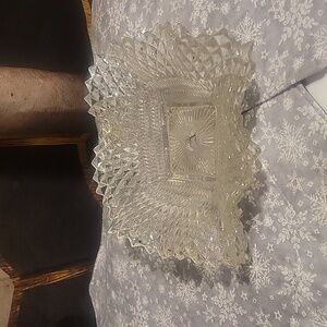 Indiana Glass 7" ruffle square dishes. Minor flaws in description